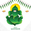 Lord ganpati on ganesh chaturthi beautiful green leaf background
