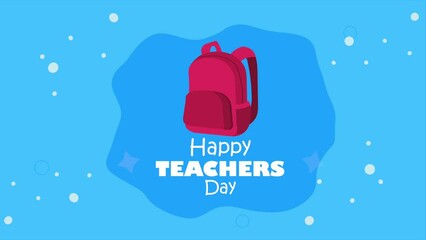 Sticker - happy teachers day lettering with schoolbag