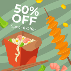 Wall Mural - Special offer for chinese food box, 50 off price