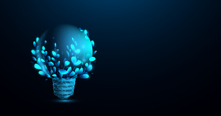 Poster - Light bulb with a plant. Ecology environment concept. Vector illustration