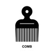 Afro comb icon isolated on white background vector illustration.