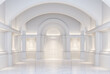 Modern classical style white hall with luxury arch door background 3d render illustration