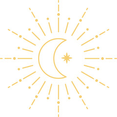 Wall Mural - moon line art. celestial moon line art.