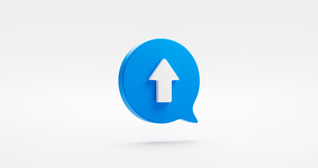 Fototapete - increase up arrow icon isolated on white 3d development background with move forward direction messa