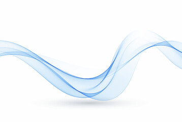 Wall Mural - Blue wavy lines, transparent vector abstract wave flow.