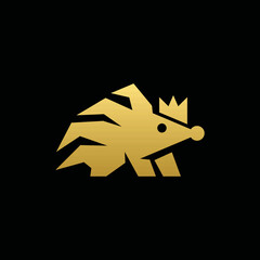 Hedgehog Crown Animal Geometric Logo, King Hedgehog modern illustration design