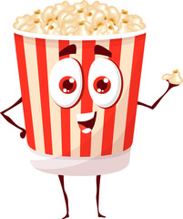 Sticker - Cartoon funny popcorn character. Vector pop corn