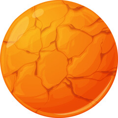 Poster - Cartoon yellow space cracked planet game UI icon