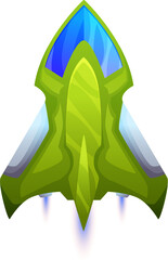 Poster - Booster flaming rocket on start isolated spaceship