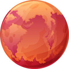 Poster - Red space planet with oceans and continents