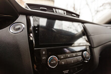 Modern Car Interior With Dashboard And Multimedia