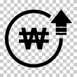 © koblizeek - Cost symbol won increase icon. Income vector symbol isolated on background