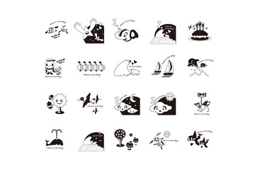 Naklejka na meble 可愛いユニークな動物や鳥や木の実たちの日常です。
シンプルなタッチでいろんな場面でご利用ください。
