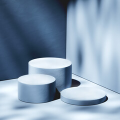 Aufkleber - Three round pedestals with various heights. 3d computer graphic template of displaying place for your products. Blank template.
