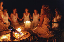 Women At The Night Ceremony. Ceremony Space.