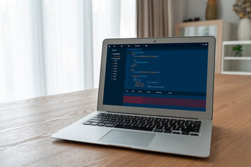 Software development programming on computer screen for modish application and program coding