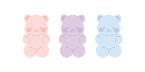 Wall Mural - Set of three cute gummy bears