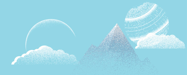 Futuristic landscape, with noise texture . fantasy landscape .Vector illustration