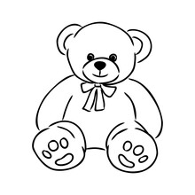 Hand Drawn Isolated Teddy Bear. Doodle Vector Illustration