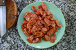 closed up chinese sausage sliced, Good sausage The sausage must mix well
