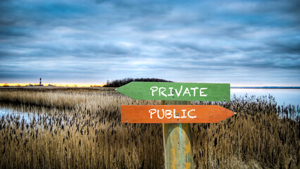 Wall Mural - Street Sign Private versus Public