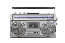 Vintage Boombox Portable Stereo Isolated With Transparent Background.