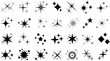 © LadadikArt - Shine stars icons, sparkling logo christmas celebrate. Black star sparks shapes, isolated glow shiny icons for party or festive cards racy vector set