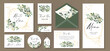 Wedding Invitation, menu, label, envelope. Floral design green watercolor eucalyptus leaves, foliage greenery decorative print. Vector elegant cute rustic.
