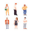 © Happypictures - People Characters with Corpulent Body in Standing Pose Vector Illustration Set