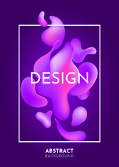 Wall Mural - liquid flow, pink 3d neon lava lamp vector geometric purple background frame for banner, card, ui de