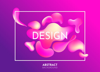 Wall Mural - liquid flow purple, pink 3d neon lava lamp vector geometric background frame for banner, card, ui de