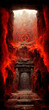 Leinwandbild Motiv portal to hell inside ancient temple of satanists Digital Art Illustration Painting Hyper Realistic