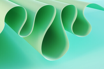 Poster - Abstract green cloth waves backdrop. Design and texture concept. 3D Rendering.