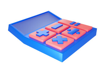 Poster - Calculator with big buttons. Accounting calculator device for accounting profit. Business equipment. Accounting site interface calculator. Button for application interface on white. 3d image