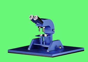 Poster - medical workers microscope. equipment for doctor. blue microscope in minimalist style. device for mu