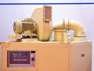 Poster - industrial equipment. large-sized metal machine screen control. digital screen covered with protecti