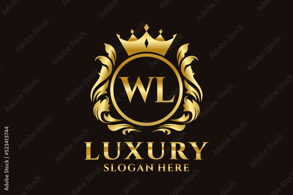 Initial WL Letter Royal Luxury Logo template in vector art for ...
