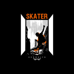 Poster - New York, skateboarding typography for t-shirt print. Athletic patch for tee graphic. T-shirt design. Vector
