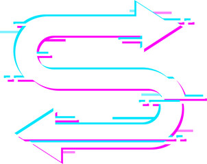 Poster - Pointer on left and right, digital glitch arrow