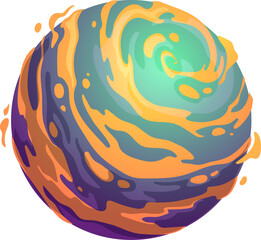 Poster - Space planet with orange nebula, fantasy galaxy