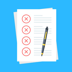 Poster - checklist with cross marks. check list with red x marks. vector illustration