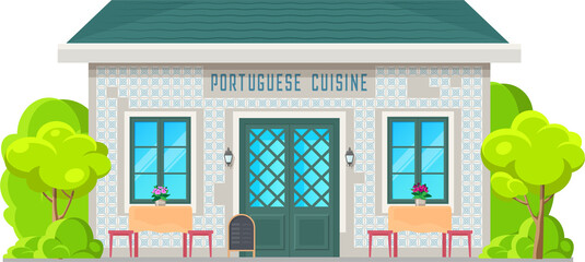 Wall Mural - Portuguese cuisine restaurant building icon