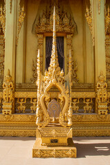 Wall Mural - The view of Wat Pak Nam Jolo in Chachoengsao Thailand, the only and wholly golden chapel in Thailand and was a monastery dated back to the end of Ayutthaya period. 