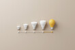 Light bulb yellow growthing outstanding among lightbulb white on background. Concept of creative idea and innovation, Unique, Think different. 3d rendering illustration