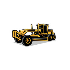 Canvas Print - Motor grader. Road heavy equipment vehicle illustration vector