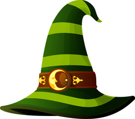 Wall Mural - Green striped witch or wizard hat with buckle moon
