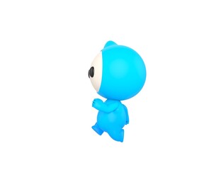 Sticker - Blue Monster character running to the left side in 3d rendering.