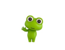 Little Frog Character Raising Right Hand In 3d Rendering.