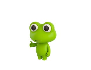 Wall Mural - Little Frog character showing thumb up in 3d rendering.