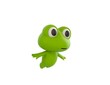 Little Frog character flying in 3d rendering.